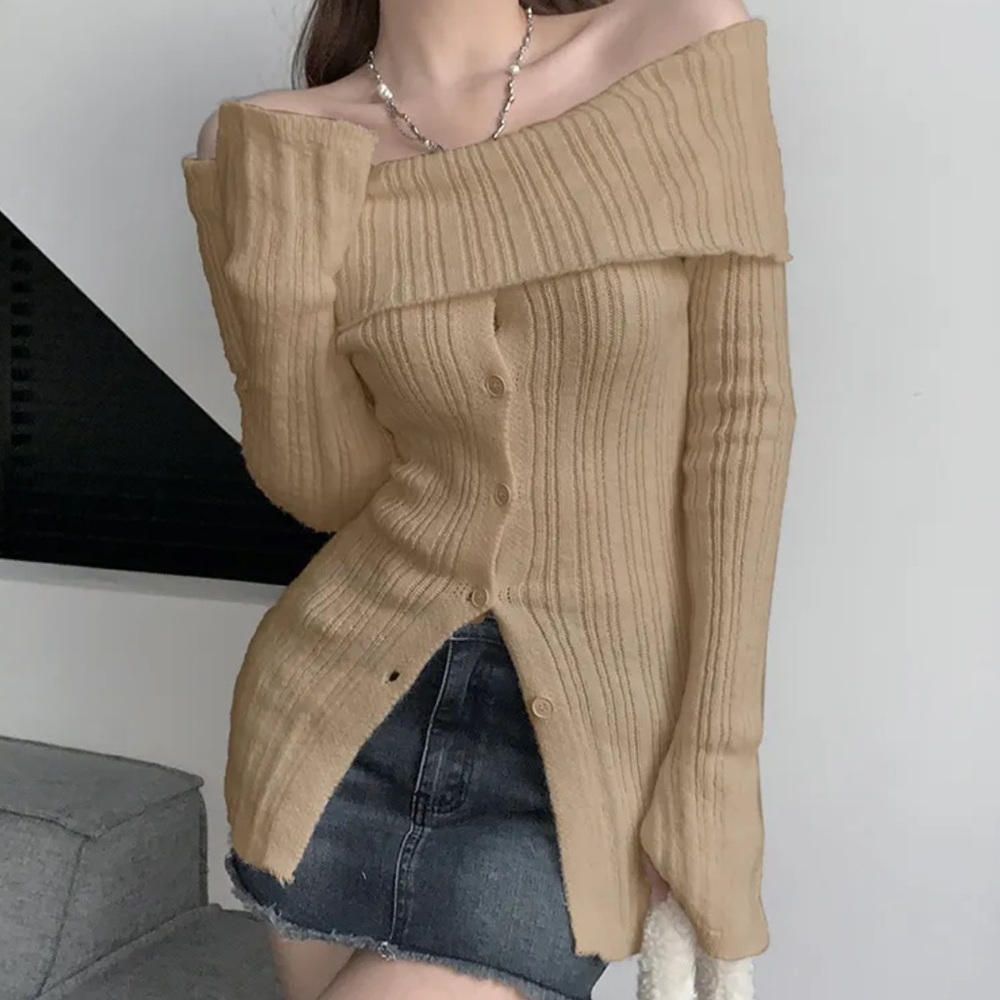 Off the shoulder knit sweater